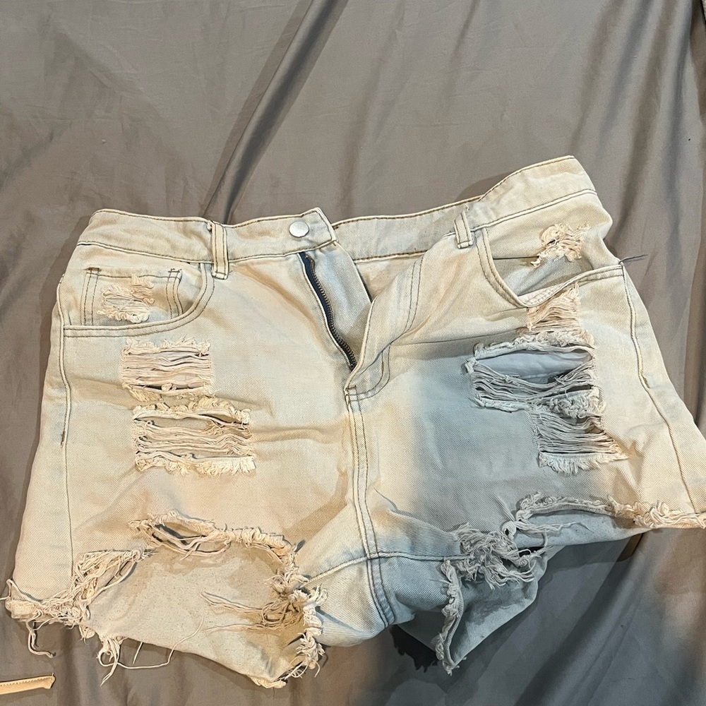 SHEIN Ripped Denim Shorts - Size Large